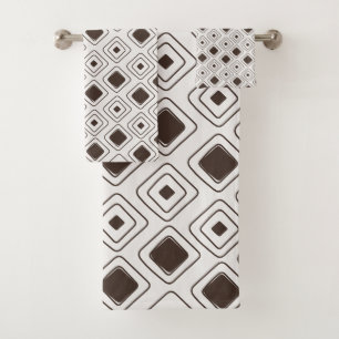 Boho Soft Neutral Tribal Geometric Aztec Pattern Bath Towel Set