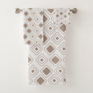 Boho Soft Neutral Tribal Geometric Aztec Pattern Bath Towel Set