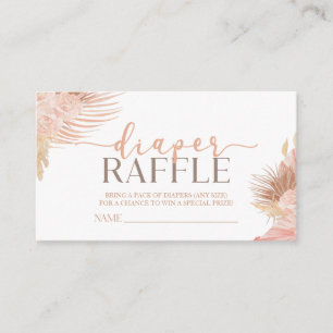 Boho Soft Pink Floral Baby Shower Diaper Raffle Enclosure Card