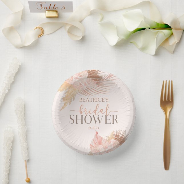 Boho Soft Pink Floral Flowers Bridal Shower Paper Bowls (Wedding)