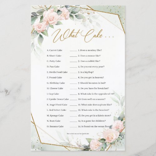 Boho soft pink roses eucalyptus What Cake game