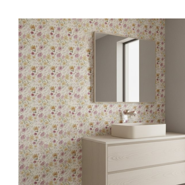 Boho Soft Pink Watercolor Wildflower  Ceramic Tile (Creator Uploaded)