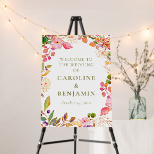 Boho Soft Watercolor Floral Wedding Welcome Sign