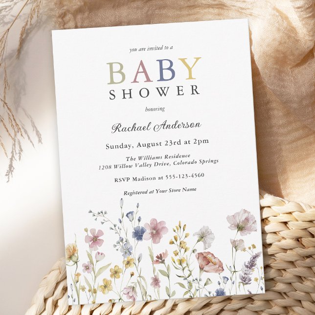 Boho Soft Wildflowers Baby Shower Invitation (Creator Uploaded)