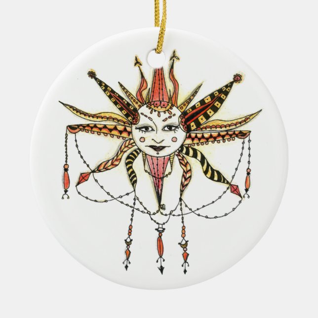 Boho Soleil Ceramic Ornament (Front)