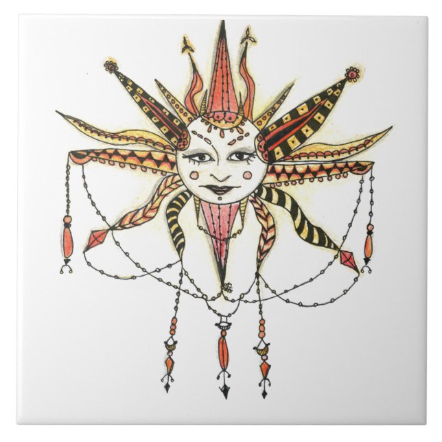 Boho Soleil Ceramic Tile (Front)