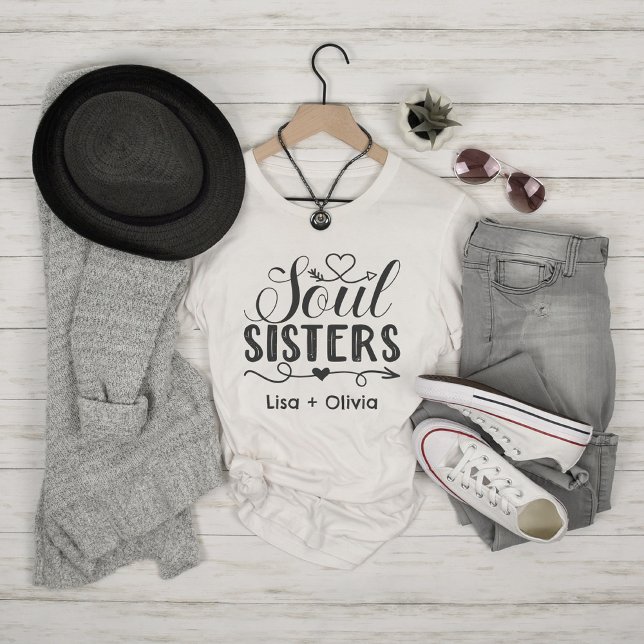 Boho Soul Sisters Custom Name Best Friend T-Shirt (Boho Soul Sisters Custom Name Best Friend T-Shirt)