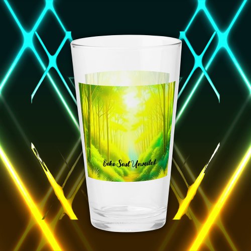 Boho Soul Unveiled Green and Yellow monogram  Glass