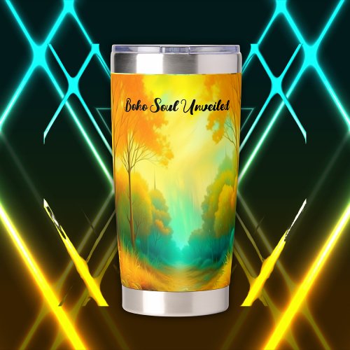 Boho Soul Unveiled Green and Yellow monogram  Insulated Tumbler