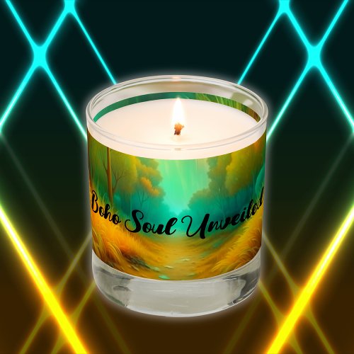 Boho Soul Unveiled Green and Yellow monogram  Scented Candle