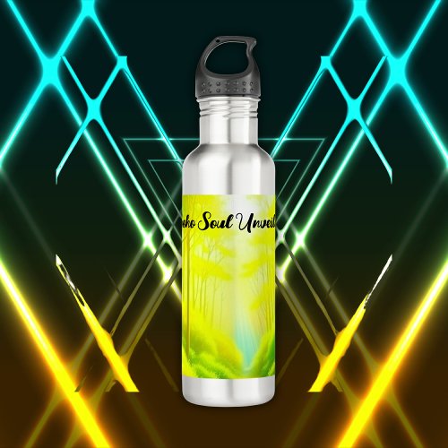 Boho Soul Unveiled Green and Yellow monogram  Stainless Steel Water Bottle