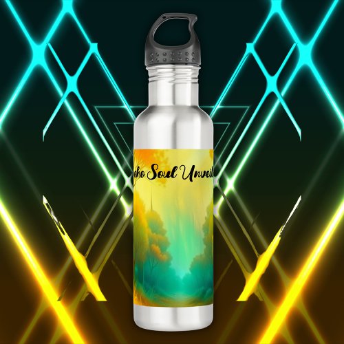 Boho Soul Unveiled Green and Yellow monogram  Stainless Steel Water Bottle