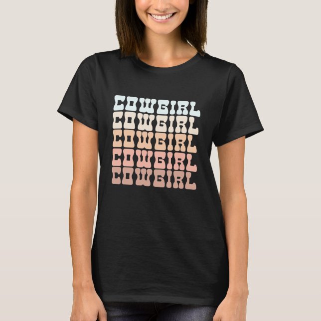 Boho South Western Desert Groovy 70s Cowgirl T-Shirt (Front)
