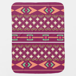 Boho Southwestern Aztec Diamond Pattern in Burgund Baby Blanket