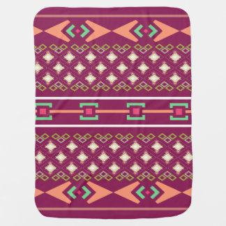 Boho Southwestern Aztec Diamond Pattern in Burgund Baby Blanket