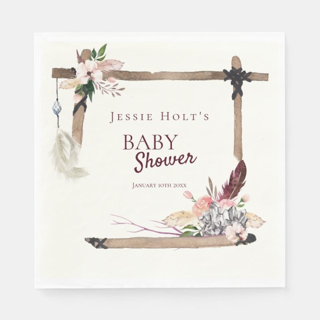 Boho Southwestern Baby Shower Napkins (Front)