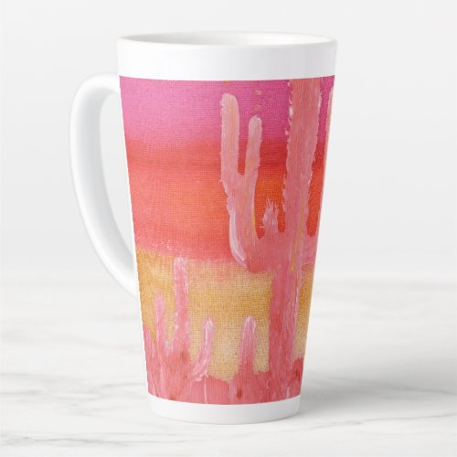 Boho Southwestern Desert Cactus Pink Sunset Latte Mug