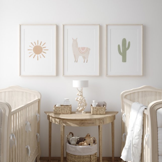 Boho Southwestern Llama Girl Nursery Decor Wall Art Sets (Creator Uploaded)