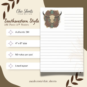 Boho-Southwestern Style Flair Lined 3M Post-it Notes