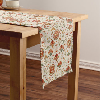 Boho Southwestern Sunburst Floral Pattern Short Table Runner