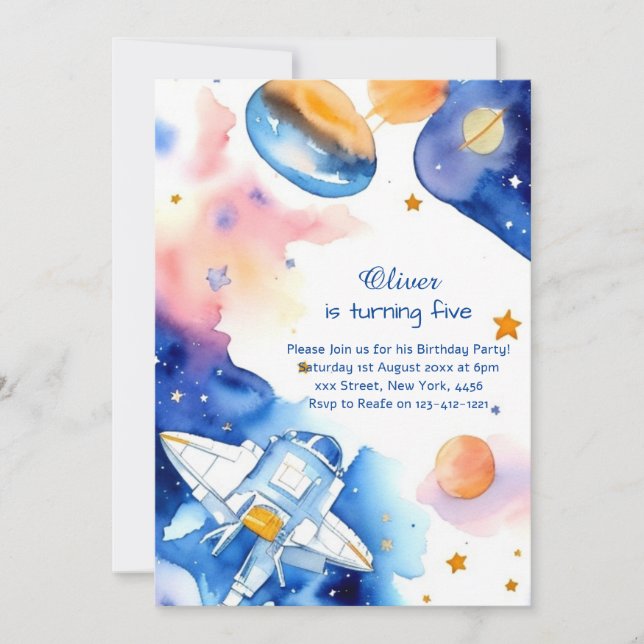 Boho Space Kids Birthday Invitation (Front)