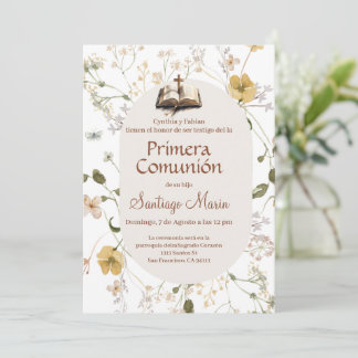 Boho Spanish First Holy Communion Invitation