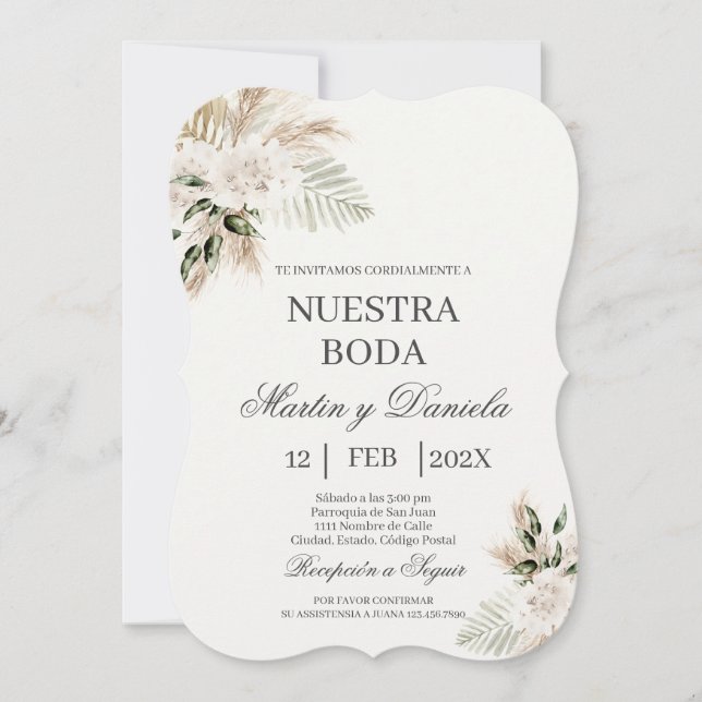 Boho Spanish Wedding Invitation (Front)