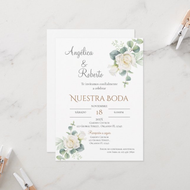 Boho Spanish Wedding Invitation (Front/Back In Situ)