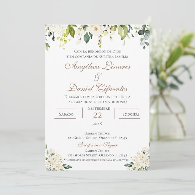 Boho Spanish Wedding Invitation (Standing Front)