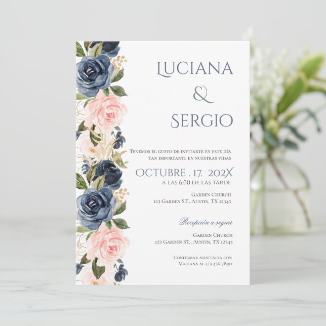 Boho Spanish Wedding Invitation (Standing Front)