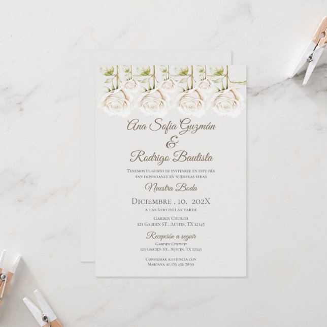 Boho Spanish Wedding Invitation (Front/Back In Situ)