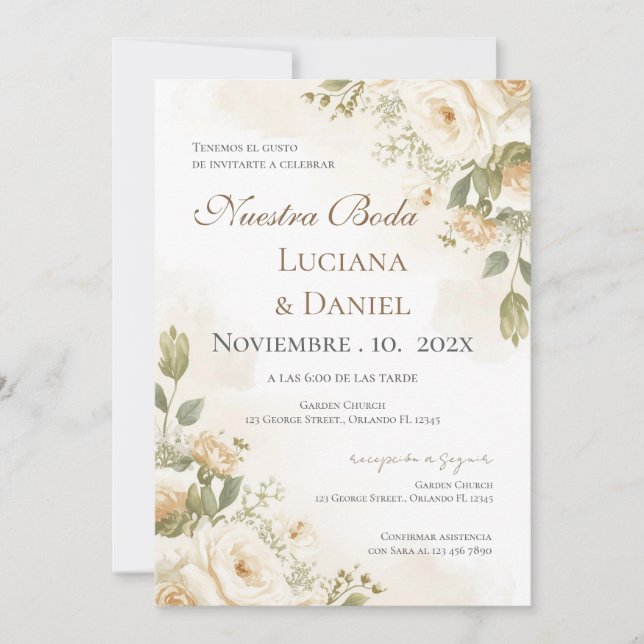 Boho Spanish Wedding Invitation (Front)