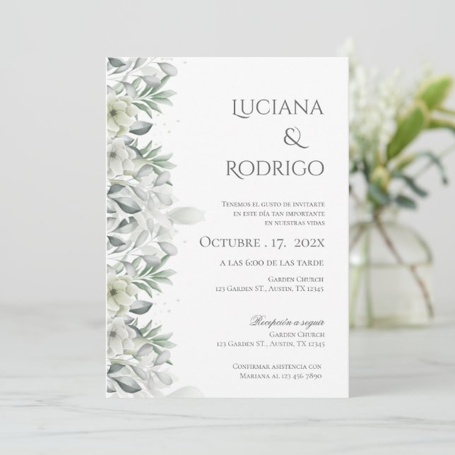 Boho Spanish Wedding Invitation (Standing Front)