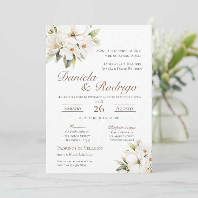 Boho Spanish Wedding Invitation (Standing Front)