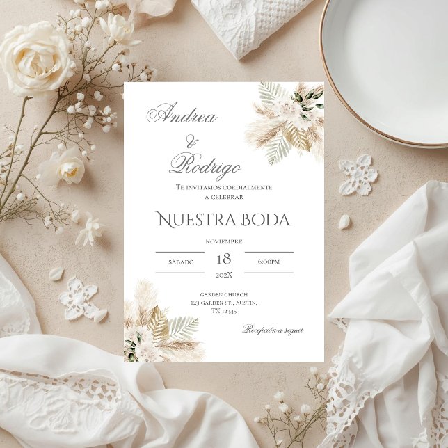 Boho Spanish Wedding Invitation (Creator Uploaded)
