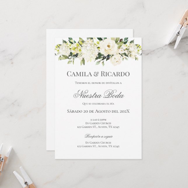 Boho Spanish Wedding Invitation (Front/Back In Situ)