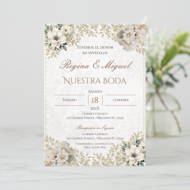 Boho Spanish Wedding Invitation (Standing Front)