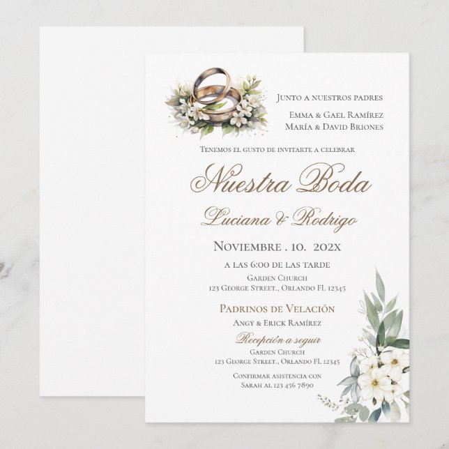 Boho Spanish Wedding Invitation (Front/Back)
