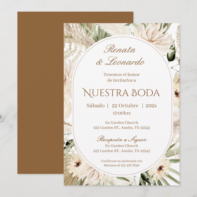 Boho Spanish Wedding Invitation (Front/Back)