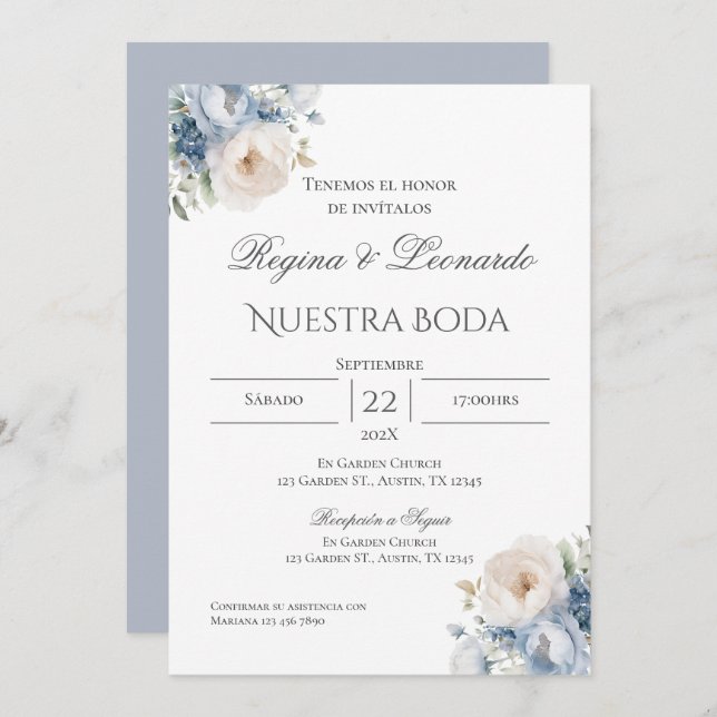 Boho Spanish Wedding Invitation (Front/Back)