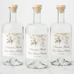 Boho Spanish Wedding Liquor Bottle Label
