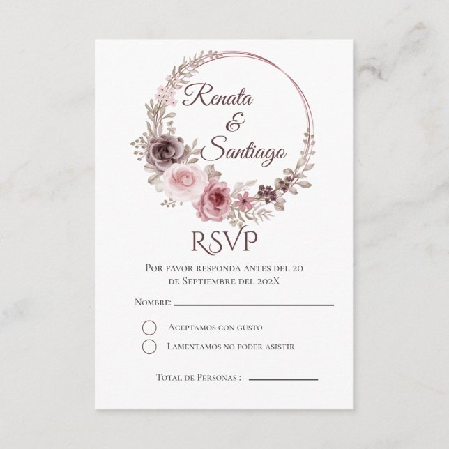 Boho Spanish Wedding RSVP Card (Front)