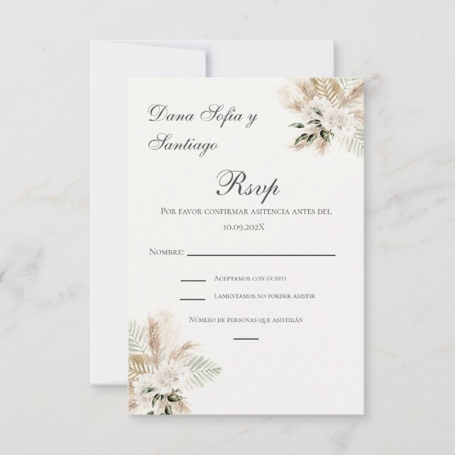 Boho Spanish Wedding RSVP card (Front)
