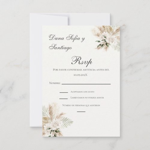 Boho Spanish Wedding RSVP card