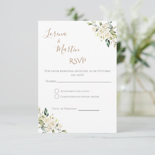 Boho Spanish Wedding RSVP Card (Standing Front)