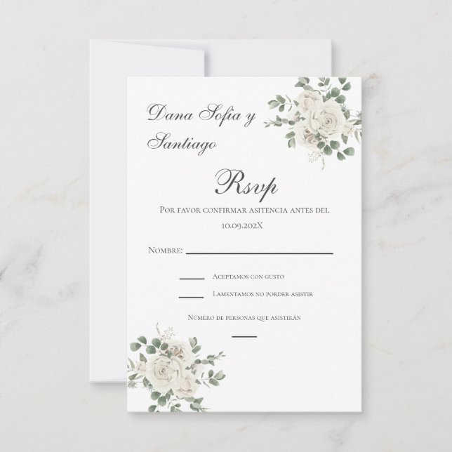 Boho Spanish Wedding RSVP card (Front)
