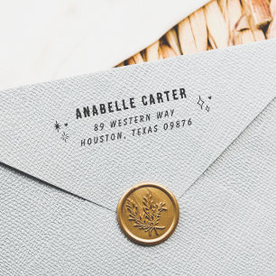 Boho Sparkles Handwriting Name & Return Address Rubber Stamp