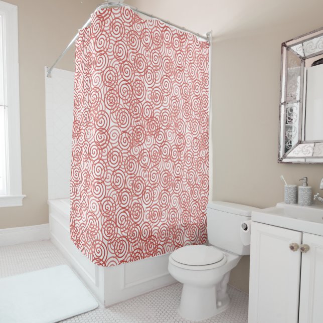 Boho Spirals Shower Curtain (In Situ)