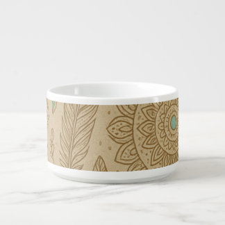 Boho Spirit Feathers – Turquoise Mandala Chili Bow Bowl