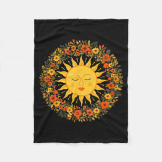 Boho Spiritual Sun Cute Bohemian Celestial Hippie Fleece Blanket